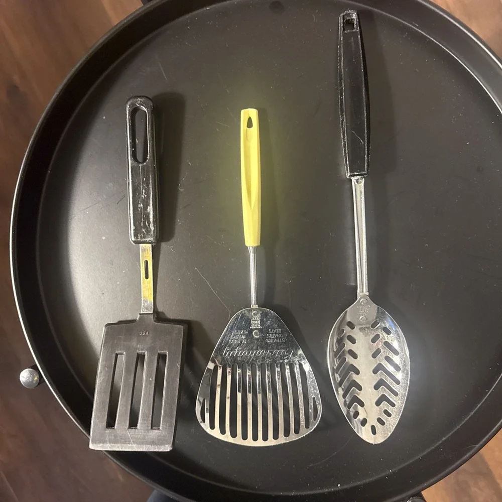 Vintage Ekco A&J Slotted Spatula Skimmer Spoon Kitchamajig Utensil Lot‎ 3 PC USA
